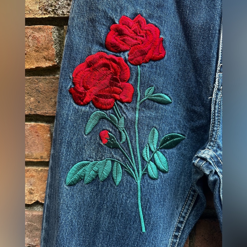 Adam Selman Rodeo Rose Embroidered Jean - Picture 10 of 11